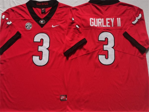 Georgia Bulldogs #3 Todd Gurley Red Football Jersey