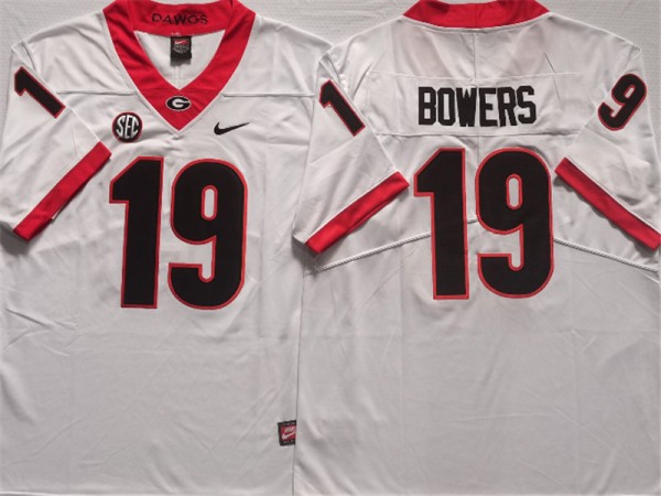 Georgia Bulldogs #19 Brock Bowers White Football Jersey