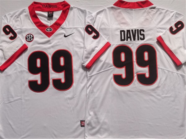 Georgia Bulldogs #99 Jordan Davis White Football Jersey