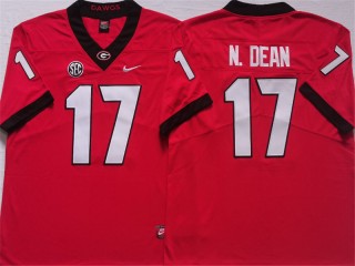 Georgia Bulldogs #17 Nakobe Dean Red Football Jersey