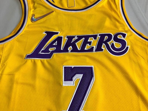 Los Angeles Lakers #7 Carmelo Anthony Yellow Swingman Jersey - Embroider Edition