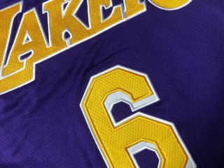 Los Angeles Lakers #6 Lebron James Purple Swingman Jersey - Embroider Edition