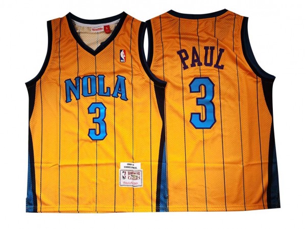 M&N Hornets #3 Chris Paul Yellow 2010/11 Hardwood Classic Jersey