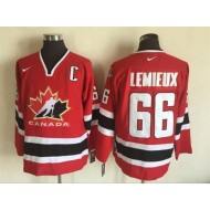 2002 Winter Olympics Team Canada #66 Mario Lemieux CCM Vintage Jersey  -Red/Black