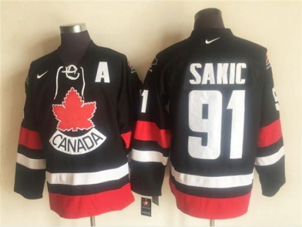 2002 Winter Olympics Team Canada #91 Joe Sakic CCM Vintage Jersey - Red/Black