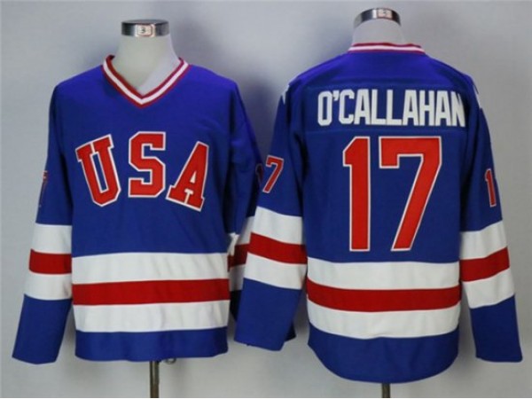 1980 Winter Olympics Team USA #17 Jack O'Callahan CCM Vintage Jersey - Blue/White