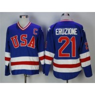 1980 Winter Olympics Team USA #21 Mike Eruzione CCM Vintage Jersey - Blue/White