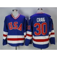 1980 Winter Olympics Team USA #30 Jim Craig CCM Vintage Jersey - Blue/White