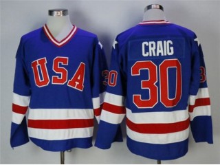 1980 Winter Olympics Team USA #30 Jim Craig CCM Vintage Jersey - Blue/White