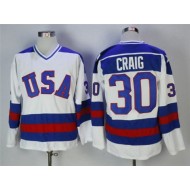 1980 Winter Olympics Team USA #30 Jim Craig CCM Vintage Jersey - Blue/White