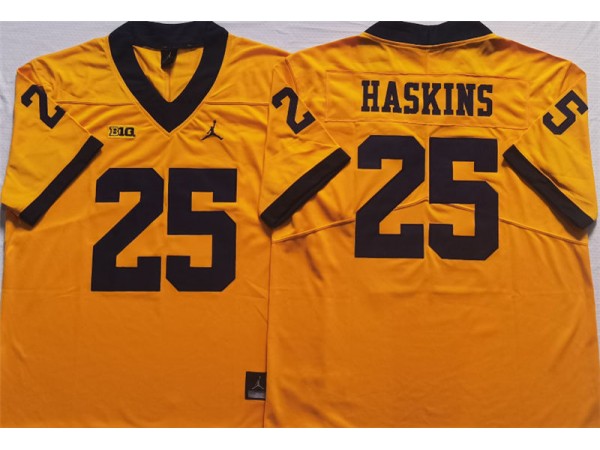 Michigan Wolverines #25 Hassan Haskins Yellow College Jersey