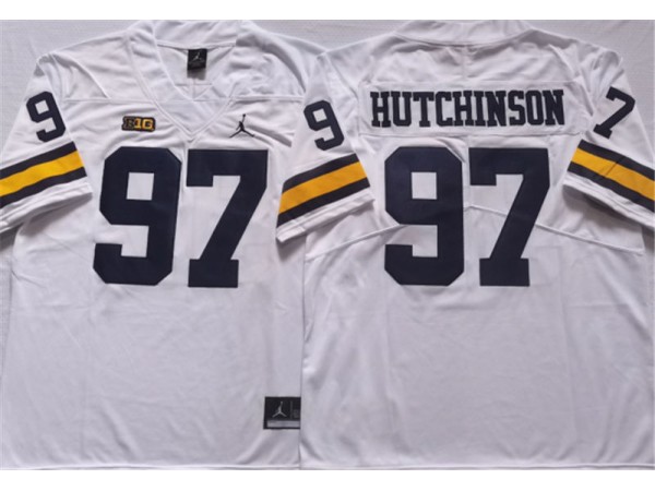 Michigan Wolverines #97 Aidan Hutchinson White Football Jersey