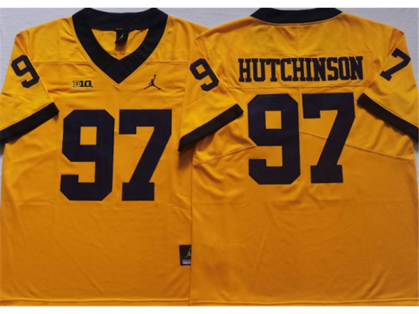 Michigan Wolverines #97 Aidan Hutchinson Yellow Football Jersey