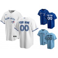 Custom Toronto Blue Jays Cool Base Jersey - White/Royal/Light Blue 