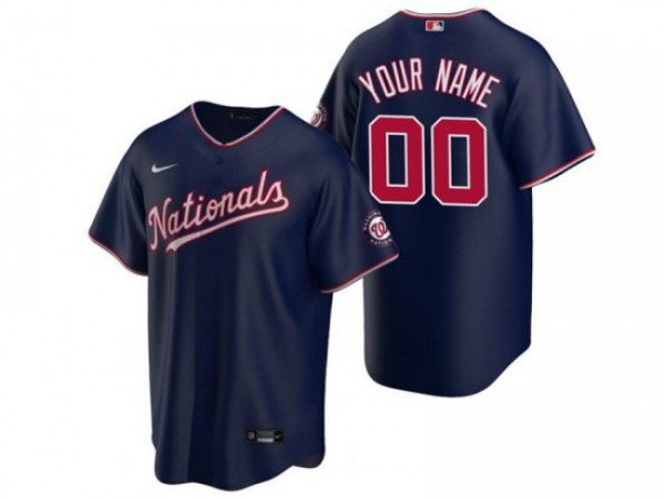 Custom Washington Nationals Cool Base Jersey - White/Red/Navy/Light Blue