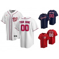 Custom Washington Nationals Cool Base Jersey - White/Red/Navy/Light Blue