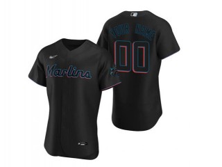 Custom Miami Marlins Flex Base Jersey - White/Black/Light Blue