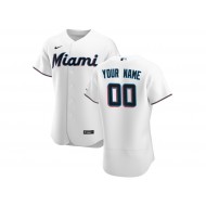 Custom Miami Marlins Flex Base Jersey - White/Black/Light Blue