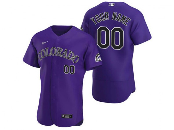 Custom Colorado Rockies Flex Base Jersey - Purple/White 