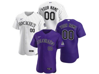 Custom Colorado Rockies Flex Base Jersey - Purple/White 