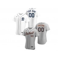 Custom Detroit Tigers Flex Base Jersey - White/Gray 