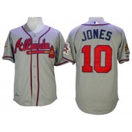 Atlanta Braves #10 Chipper Jones 1995 Throwback Jersey - Gray/White