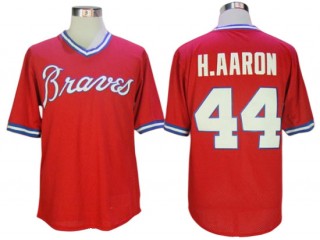 Atlanta Braves #44 Hank Aaron Cooperstown Collection Mesh Batting Practice Jersey