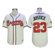 Atlanta Braves #23 David Justice 1995 Throwback Jersey - Gray/White