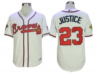 Atlanta Braves #23 David Justice 1995 Throwback Jersey - Gray/White