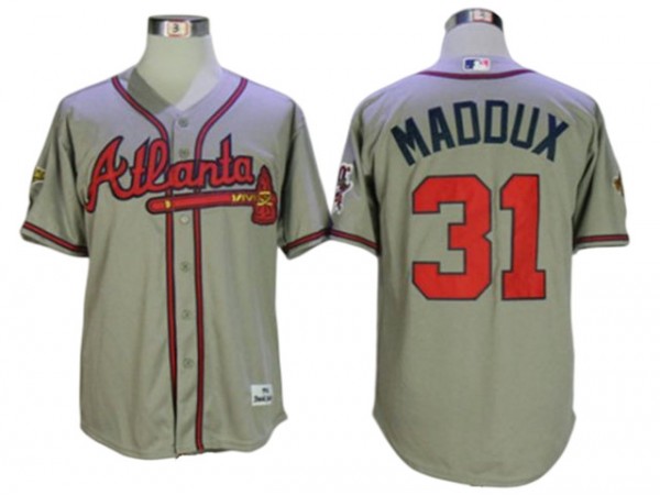 Atlanta Braves #31 Greg Maddux 1995 Throwback Jersey - Gray/White