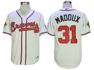 Atlanta Braves #31 Greg Maddux 1995 Throwback Jersey - Gray/White