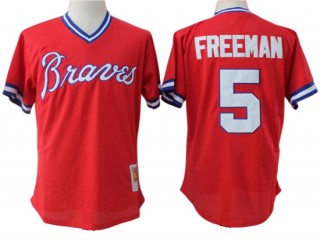 Atlanta Braves #5 Freddie Freeman Cooperstown Collection Mesh Batting Practice Jersey