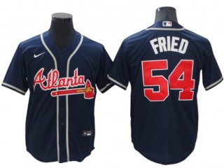 Atlanta Braves #54 Max Fried Navy Alternate Cool Base Jersey