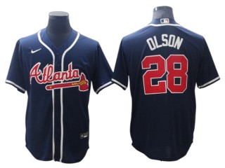 Atlanta Braves #28 Matt Olson Navy Alternate Cool Base Jersey