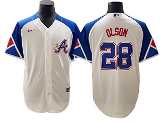 Atlanta Braves #28 Matt Olson White City Connect Jersey