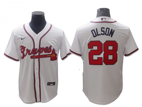 Atlanta Braves #28 Matt Olson White Home Cool Base Jersey