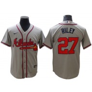 Atlanta Braves #27 Austin Riley Gray Cool Base Jersey