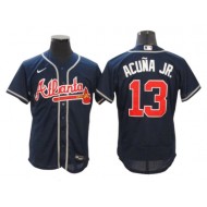 Atlanta Braves #13 Ronald Acuna Jr. Navy Alternate Flex Base Jersey