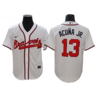 Atlanta Braves #13 Ronald Acuna Jr. White Home Cool Base Jersey