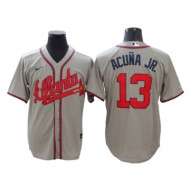 Atlanta Braves #13 Ronald Acuna Jr. Gray Cool Base Jersey