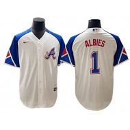 Atlanta Braves #1 Ozzie Albies White City Connect Jersey