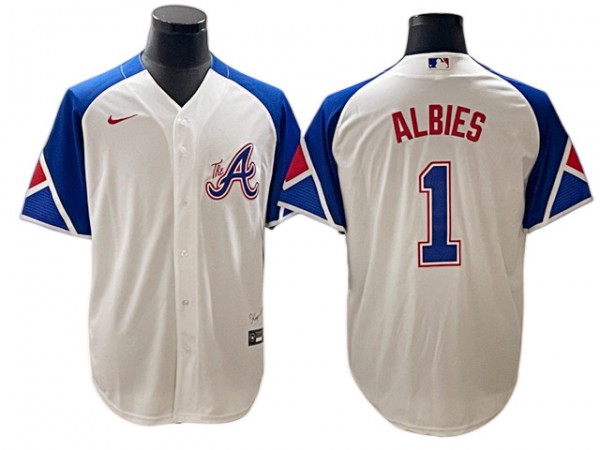 Atlanta Braves #1 Ozzie Albies White City Connect Jersey