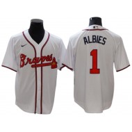 Atlanta Braves #1 Ozzie Albies White Home Cool Base Jersey