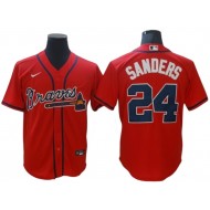 Atlanta Braves #24 Deion Sanders Red Cool Base Jersey