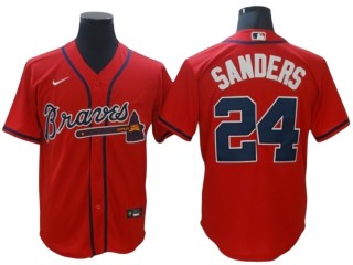 Atlanta Braves #24 Deion Sanders Red Cool Base Jersey