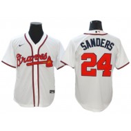 Atlanta Braves #24 Deion Sanders White Cool Base Jersey