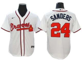 Atlanta Braves #24 Deion Sanders White Cool Base Jersey