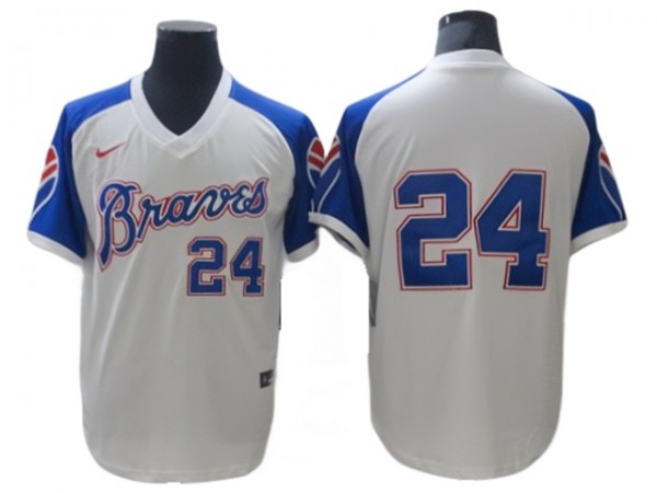 Atlanta Braves #24 Deion Sanders White Turn Back The Clock Jersey