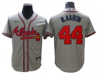 Atlanta Braves #44 Hank Aaron Gray Cool Base Jersey