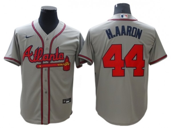 Atlanta Braves #44 Hank Aaron Gray Cool Base Jersey